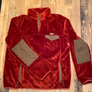 LL Bean Plush Large Tall Rust Snap Pullover